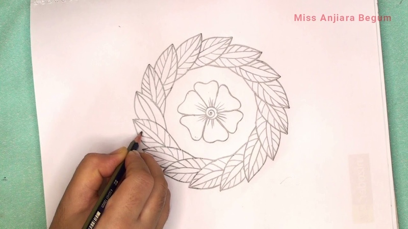 Free Hand Drawing, Hand Embroidery Pattern, Borderline Drawing, Pencil art, Nakshi Katha