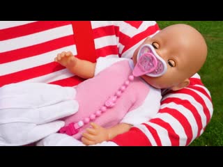 Лучшие видео с куклой Беби Бон - Укладываем спать Baby Born на улице!  Игры для девочек Как Мама.