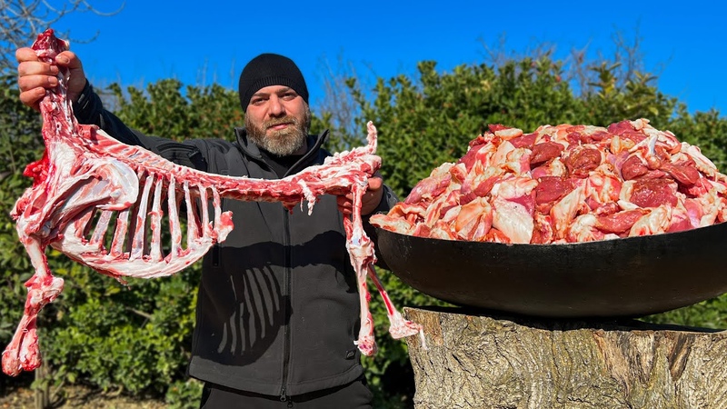 Kebab made from the Skeleton of a Young Lamb and Meat Appetizing, Fragrant and Very