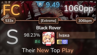 9.5 Ivaxa | Vickeblanka - Black Rover Extreme +HDDT % FC #4 | 1060pp - osu!
