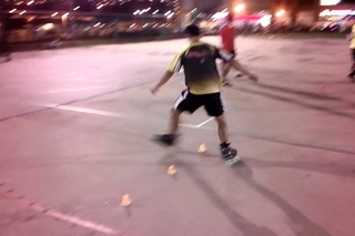 Freestyle slalom inline trick: Transit Combo 002 (Wu Kai)