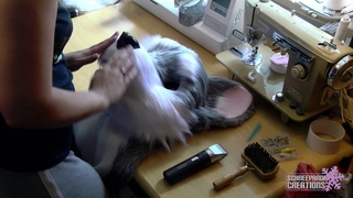 Building a toony husky fursuit head on a 3D mask #11 Sewing and trimming