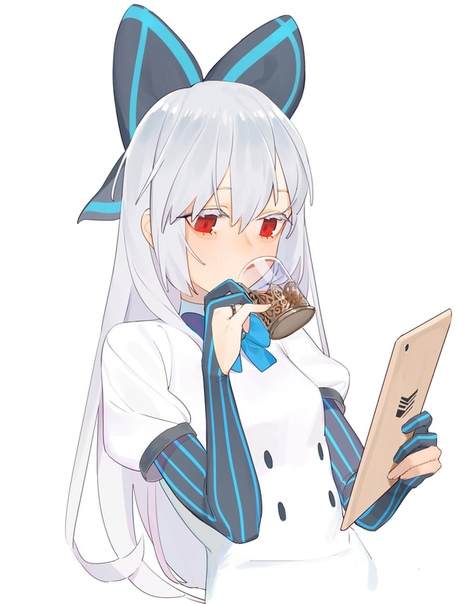 Anime girl holding cup