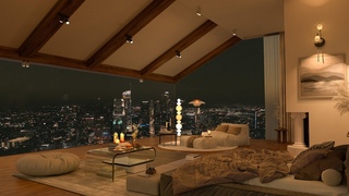 Nighttime Jazz - 4K Melodic Retreat - Cozy Bedroom with City Night Views and Soothing Jazz