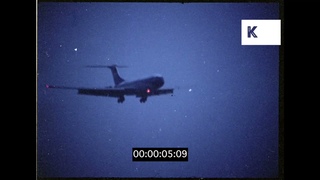 1970s London, BOAC Airplanes Landing, Boeing 747, Vickers VC10, 35mm